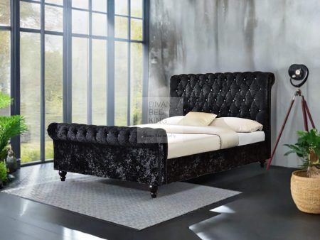 Fabrice Sleigh Luxury Storage Fabric Scroll Bed Frame Online now