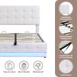 Alessio White Leather LED Ottoman Storage Bed with Adjustable Headboard Supply