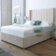 Anna Wing Divan Bed with Luxury Panel Stripe Wingback Headboard Supply