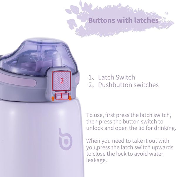 BOTTLE BOTTLE Kids Water Bottles for school 12 oz Stainless Steel Water bottle with Leak Proof Lid Double Wall Vacuum Kids Insulated Water Bottle Keeps Hot and Cold Best Gift Back to School(purple) Hot on Sale