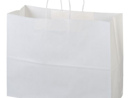 16 x6 x12  - 50 Pcs - Bagsource White Kraft Paper Bags, Shopping, Mechandise, Party, Gift Bags Fashion