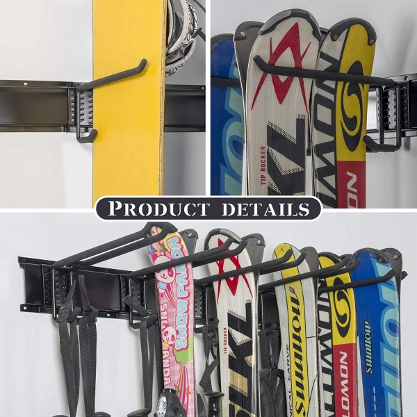 WALMANN Garage Storage Organization System Ski Wall Rack 10 Pairs of Skis Mount Hanger Home Shed and Garage Snowboard Wall Rack System Holds Up to 300lbs For Cheap