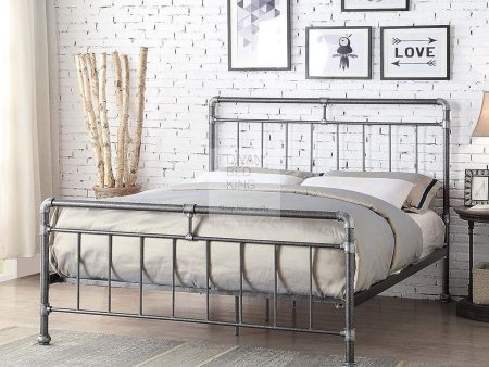 Silas Steel Grey Metal Hospital Vintage Rustic Style Bed Frame Supply