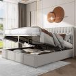 Dangelo Luxury Grey Linen Sleigh Bed Frame with Optional Storage Box Sale