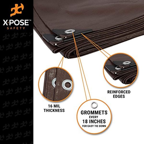 10  x 10  Super Heavy Duty 16 Mil Brown Poly Tarp Cover - Thick Waterproof, UV Resistant, Rot, Rip and Tear Proof Tarpaulin with Grommets and Reinforced Edges - by Xpose Safety Online now