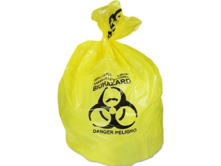 Biohazard Printed Can Liners 30 gal, 1.3 mil, 30  x 43 , Yellow, 200 Carton Supply