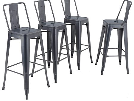 VIPEK Metal Bar Stool Patio Stool 30 inches Counter Height Stools Set of 4 with Low Back Bar Chair for Indoor-Outdoor Kitchen Weight Capacity 350 lb, Gun Grey Fashion