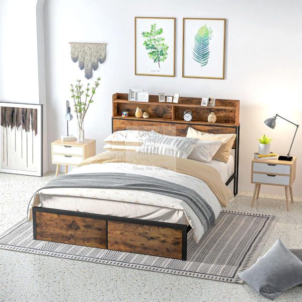 Henry Metal Divan Bed with Headboard Storage, Shelves & Optional Drawers Sale