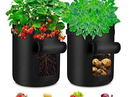 Allstar Innovations 2PACK Potato Tomato Grow Bags, 7 Gallon Large Potato Planters Vegetable Grow Bags Planter Non-woven Fabric Pots Container with Loop Window and Strap Handles on Sale