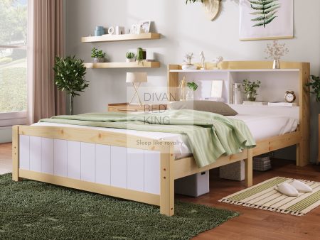 Karisma 4ft6 Double Solid Wooden Bed with Shelves For Cheap