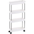 EASEPRES 4 Tier Slim Storage Cart Mobile Shelving Unit Narrow Organizer, Gap Storage Slim Slide Out Pantry Storage Rack for Kitchen Bathroom Laundry Narrow Places, White For Discount