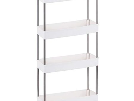 EASEPRES 4 Tier Slim Storage Cart Mobile Shelving Unit Narrow Organizer, Gap Storage Slim Slide Out Pantry Storage Rack for Kitchen Bathroom Laundry Narrow Places, White For Discount