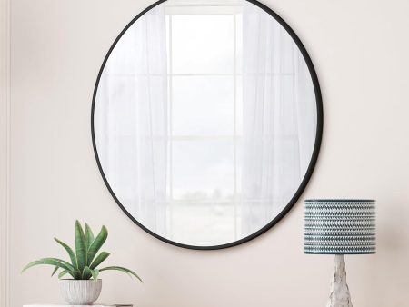 36  Round Wall Mirror, Black Metal Frame Online