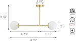 Semi Flush Mount Ceiling Light, 2 Light Globe, Satin Brass Online