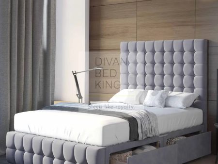 Valence Cube Divan Bed Set with Tall Button Headboard and Footboard on Sale