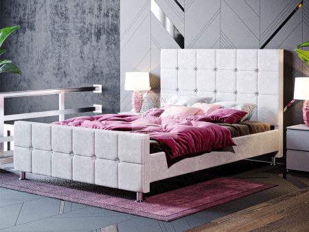 Nasira Luxury Silver Plush Velvet Upholstered Bed Frame Online now