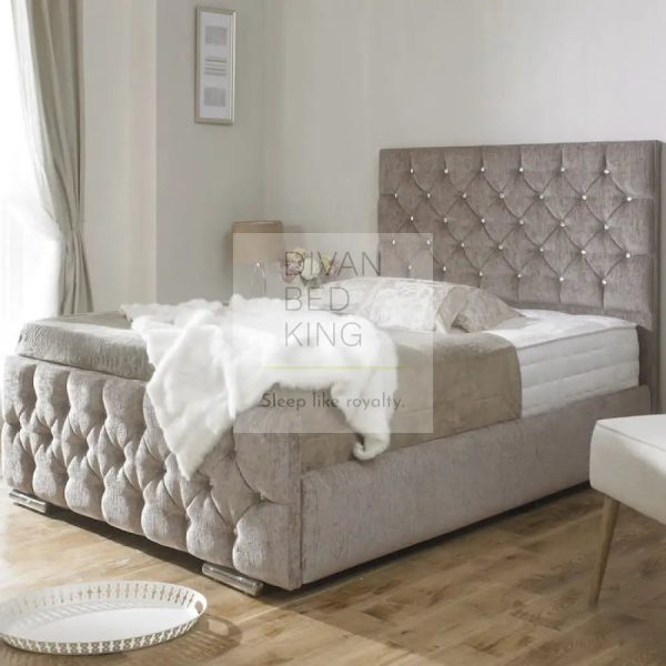 Clara Diamond Fabric Upholstered Bed Frame on Sale