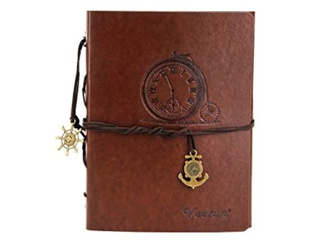 VEESUN Leather Journal for Man and Women, Vintage Sketchbook for Kids, Retro Travel Diary for Boys and Girls, Gifts Ideas, Birthday Valentines Wedding Anniversary Presents, Watch, Brown Cheap