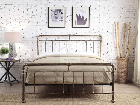 Silas Antique Brass Metal Hospital Style Bed Frame For Cheap