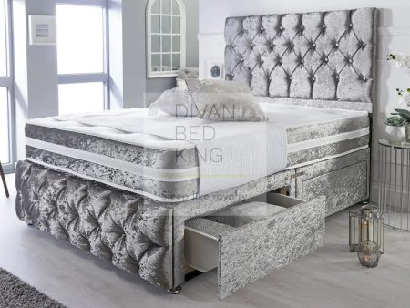 Belmont Silver Crushed Velvet Divan with Airflow Spring Memory Mattress Online now