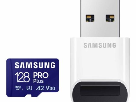 SAMSUNG PRO Plus microSD Memory Card + Reader, 128GB MicroSDXC, Up to 180 MB s, Full HD & 4K UHD, UHS-I, C10, U3, V30, A2 for Android Phones, Tablets, GoPRO, DJI Drone, MB-MD128SB AM, 2023 Fashion