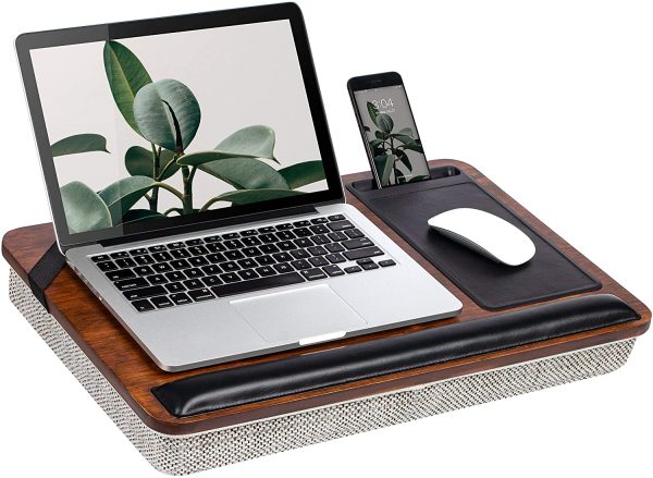 LapGear  Rossie Home Premium Acacia Lap Desk with Wrist Rest, Mouse Pad, and Phone Holder - Fits Up to 15.6 Inch Laptops - Natural - Style No. 91716 Fashion