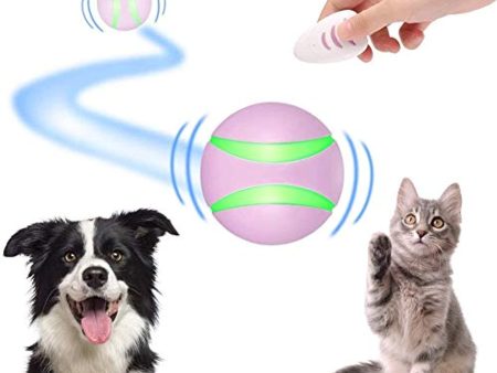 Blinkbrione Remote Control Pet Bounce Ball, Automatic Rolling and Rotation Toy Ball for Dogs & Cats with Colorful LED Lights, Washable, Rechargeable and Durable (Pink) Sale