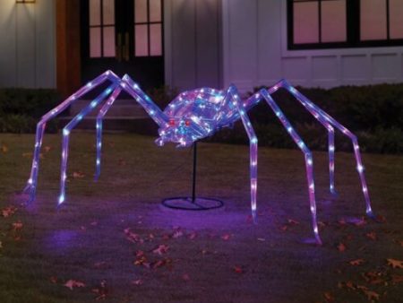 Member s Mark Pre-Lit Prismatic Spider Halloween Prop 5.5 FT Wide 120 LED’s (sc) For Cheap