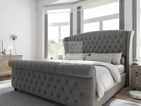 Orsino Luxury Large Curved Wingback Upholstered Bed Frame Online now