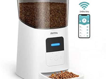 Faroro Automatic Cat Feeder 2.4G WiFi Enabled 6L Smart Food Dispenser for Cats and Small Dogs with App Control, Programmable Timer, Distribution Alarms and Voice Recorder Up to 15 Meals per Day Supply