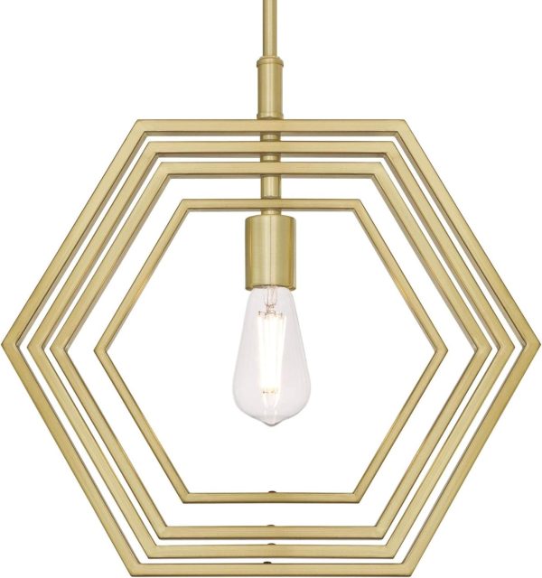 Champagne Finish Holly One-Light Indoor Pendant, 15-Inch Online now