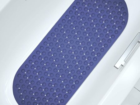 Yimobra Bathtub Mat Oval Bath Tub Shower Mats Extra Long 39 x 16 In, Non-Slip with Suction Cups, Drain Holes, Soft, Machine Washable, Clear Blue Hot on Sale