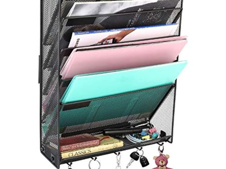 Veesun Wall File Holder Organizer for Office, Hanging Metal Magazine Rack Holder Organizer,Black Online Hot Sale