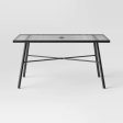 Glass Rectangle Outdoor Patio Table, Black Fashion