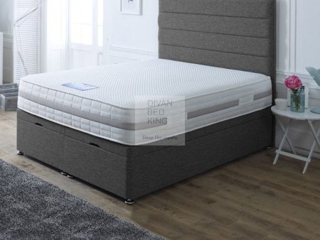 Selina Luxury Ottoman Divan Bed with Stripe Floor Standing Headboard Option on Sale