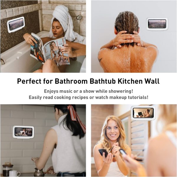 480° Easy Rotation Shower Phone Holder Waterproof, Anti Fog Touch Screen Bathroom Shower Phone Case Wall Mount for iPhone 13 12 11 Pro SE XR XS MAX 7 Plus Samsung & More Cell Phones, Easy to Install For Sale