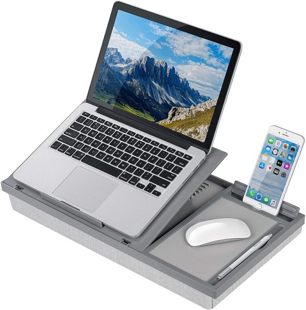 LapGear Ergo Pro Lap Desk with 20 Adjustable Angles, Mouse Pad, and Phone Holder - Gray - Fits up to 15.6 Inch Laptops and Most Tablets - Style No. 49405 Online Hot Sale