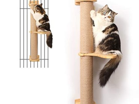 FUKUMARU Cat Activity Tree with Scratching Posts, Wall Mounted Jute Scratcher Pine Hammock Online now