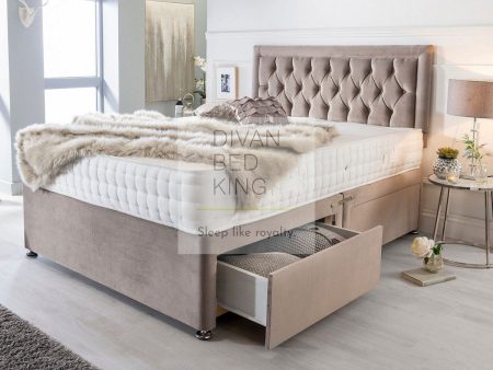 Caspora Reinforced Divan Bed Set with Button Headboard For Cheap