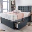 Cassius Reinforced Divan Bed Set with Cube Button Designer Headboard Sale