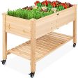 Best Choice Products Raised Garden Bed 48x24x32-inch Mobile Elevated Wood Planter w Lockable Wheels, Storage Shelf, Protective Liner Hot on Sale