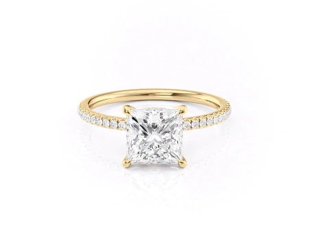 The Pave Nelly Set With A 2.5 Carat Princess Moissanite Hot on Sale